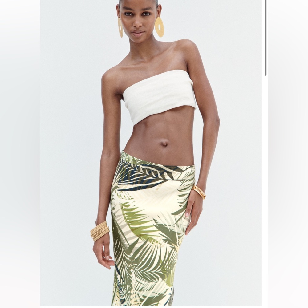 ZARA TROPICAL PRINT MIDI SKIRT - Picture 3 of 8